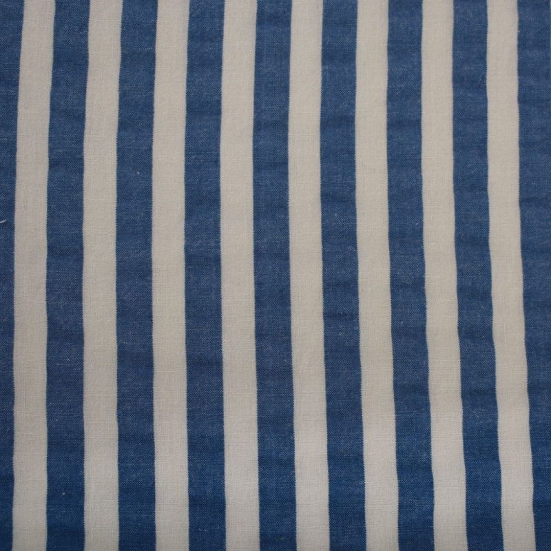 Seersucker TOM Cremeweiß / Jeansblau